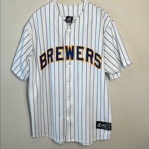 Majestic Brewers Pinstripe Jersey